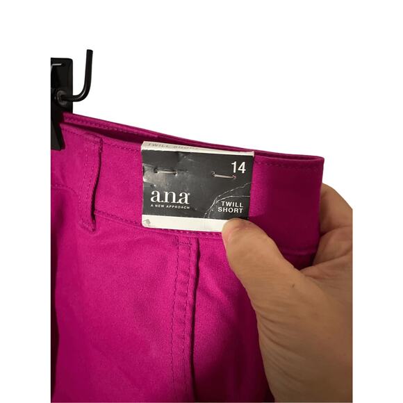 NWT A.N.A Twill Short Chino Fuschia Bold Color Pop Casual Preppy SZ 14 Shorts - Picture 3 of 5